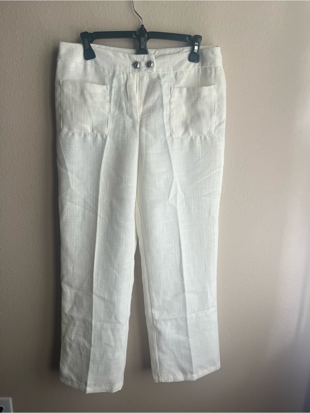 Women's Cream Wide-Leg High-Waist Pants - Picture 2 of 6